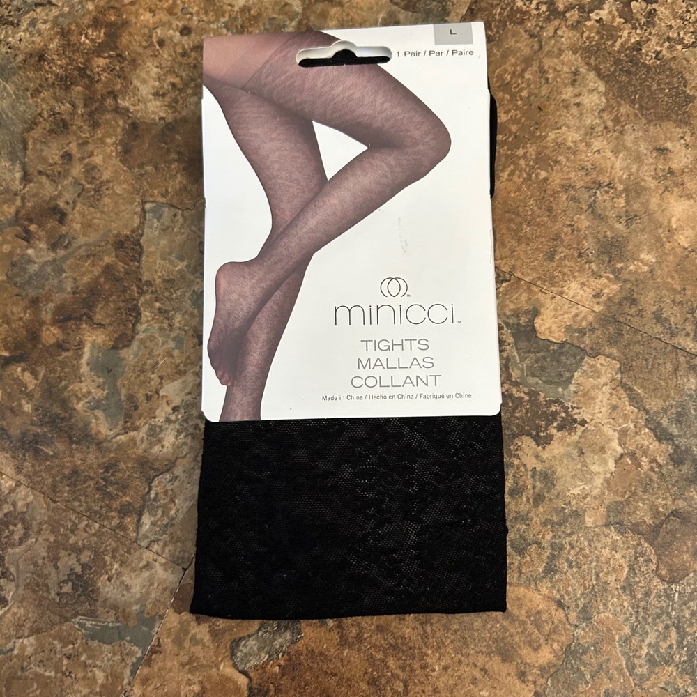 Minicci Tights Womens Size Large Black Floral
